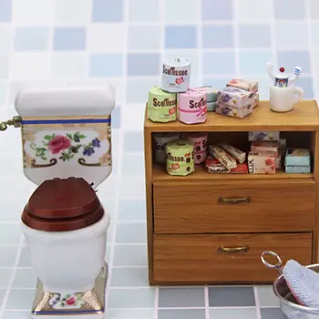 1:12 Miniatúrne 3KS Toaletný Papier domček pre bábiky Kúpeľňových Doplnkov