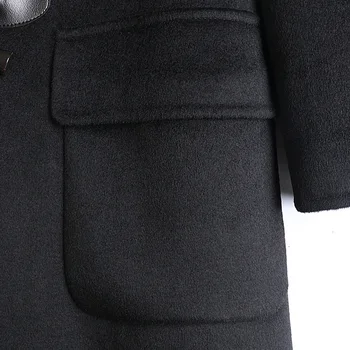 2020 Jesenné A Zimné Nové obojstranné Vlny Kabát Ženy Black Rovno Single-breasted Mid-dĺžka Bábiky Golier Kabáta Ženy B190