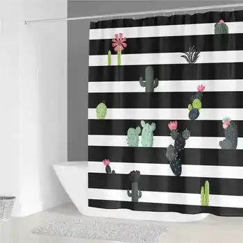 Kaktus Kvetina Tlače Nový Vodotesný Kúpeľni Sprchový Záves S 12 Háčiky 180*200 cm