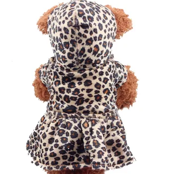 Zimné Pet, Pes, Mačka Leopard Oblečenie Kabát Oblečenie Šteňa s Kapucňou, Bavlna Teplé Šaty XS-XL
