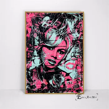 Brigitte Bardot Ulici Maľované Pop Art Plátno Maľovaní Plagátov A Tlačí Na Obývacia Izba Č Zarámované Wall Art Obraz Domova