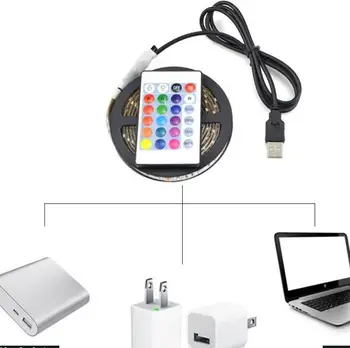 USB LED Pásy, RGB SMD5050 TV PC podsvietenie Auta Cuttable S 17Key RF Controller 30leds/m 1-5 M/Nastaviť DC5V