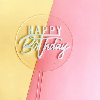 Happy Birthday Akryl Kolo Transparentné Karty Tortu Vňaťou Narodeninovú Tortu Dekorácie Piecť Tortu Karty Party Dekorácie