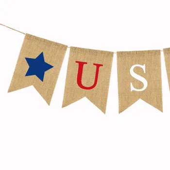 Spojené Štáty Deň Nezávislosti String Vlajka USA Písmená Juty Vrecoviny Swallowtail Bannery Veniec za Sprievody 4. júla Dekor