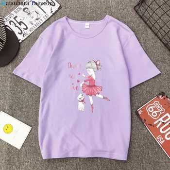 Tanečník Tancuje Balet dámske tričko 2019 bavlna Ručne ťahané tlač dámske Letné tričko bežné vtipné tričko dámske tričko fashion