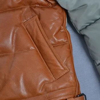 2019 klasické B3 letu bunda kožušiny golier kačica nadol originálne kožené bundy pozdĺžne zimné kožený kabát mužov bombardér bunda pre mužov