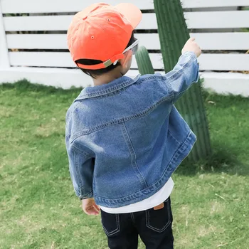 Na jar a na jeseň nový detí raglánové rukávy džínsové oblečenie chlapci jednofarebné sako chlapci módne bežné jednoduché bunda