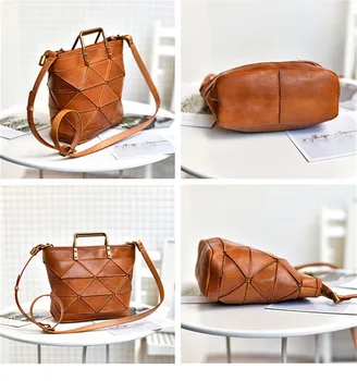 PNDME módne originálne kožené geometrické šitie, dámske kabelky prírodnej hovädzej kože žien víkend strany ramenný messenger taška