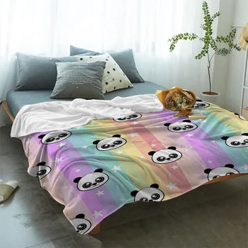 Zviera Panda Hviezda Rainbow Pruhy Hodiť Deka Prenosné Mäkké Deky na Gauč Mikrovlákna Flanelové Prikrývky na Postele