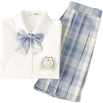 Dvanásť súhvezdí Gemini Pearl výšivky Japonský jk jednotné tričko dlhý rukáv tričko koberčeky skladaná sukňa dva-dielna sada