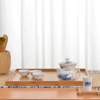 Drevené Slúžiace Zásobník Kung Fu Čaj Príbory, Tácky Skladovanie Palety Ovocia Doska Dekorácie 6 Veľkostiach Japonské Jedlo Bambusu Obdĺžnikové