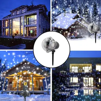 Nepremokavé Snowflake Projekčnej Lampy Sneženie Vonkajšie Svetlo LED Displej Projektor Zobraziť Rotujúce Prípade Strany Záhradné Dekorácie