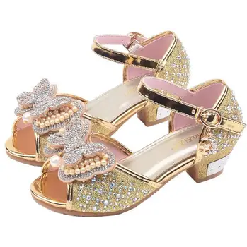 2020 nový detí dievčatá krištáľový lesk pearl topánky dievčatá princezná topánky tanečné topánky sandále 26-37