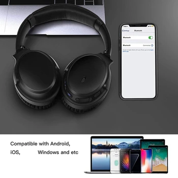 Low-Latency Headset Bluetooth 5.0, Aktívne Redukcia Šumu Bluetooth Headset, Super Bass Slúchadlá Skladacia Zátkové Chrániče Sluchu
