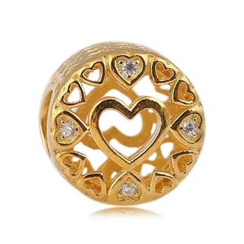 925 Silver Láska Srdce Rose Gold Farebné Korálky zobrazili kľúčové tlačidlá s CZ Fit Autentické PAN Náramky DIY Šperky čo Pre Milenca Darček