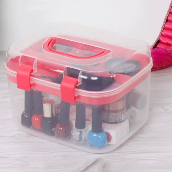 Plastové make-up organizátor šperky úložný box hračky organizátor Vymeniteľného ukladacieho prípade Transparentné kufor drobnosti úložný box