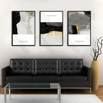 Abstrakt V Štýle Gold Black Frameles Plagát Domov, Bytových Spálne Dekorácie Obývacia Izba Plátno Na Maľovanie Hd Tlač Fresco