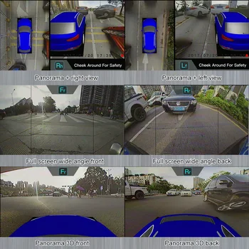 360-Stupňový Panoramatický 3D Fotoaparát Monitor Systému 6 Okuliare, Šošovky, Žiadne Svetlo, Nočné Videnie, HD Vtáčie Oko Priestorový Pohľad Kamery