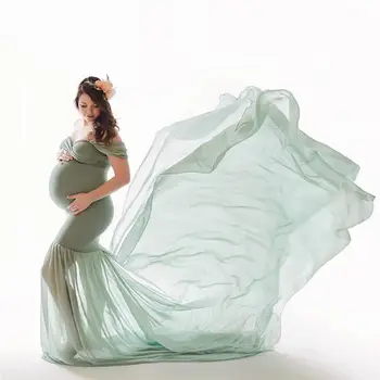 Nové Materskej Šaty Žien Pregnants Fotografie Rekvizity Sexy Mimo Ramenný Dlhý Rukáv Materskej Pevné Dlhé Šaty Vestidos 4S09