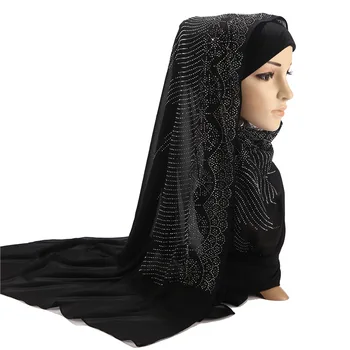 72*175cm lete moslimských žien bublina šifón hidžáb šatku diamanty lesk femme musulman šály islamskej šatky malajzia hidžáb