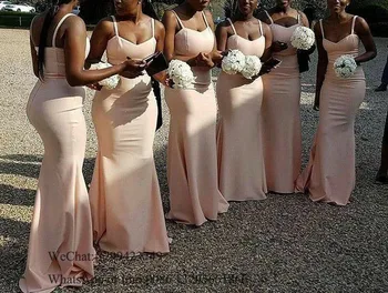 Hot Predaj Morská Víla Dlho Bridesmaid, Šaty 2020 Špagety Popruh Afriky Nigérijský Svadobné Party Šaty Vestido De Fiesta De Boda