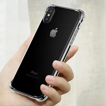 Luxusný 4-Rohy Shockproof Nárazníka Mäkké TPU Transparentné iPhone puzdro Pre iPhone X XS XR XS Max 8 7 6 6 Plus Jasné, iphone Kryt