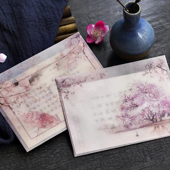 3 Ks/Veľa Romantických Sakura Priesvitnej Obálky Správu Karty List Stacionárne Skladovanie Papier Na Darčeky Čínsky Štýl Obálok