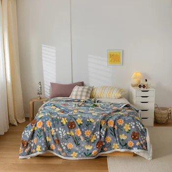Zimná deka Flanelové kvet, hviezda prikrývky fleece koberčeky super teplé mäkké hodiť posteľ kryt prehoz cez posteľ ovocie mačka tlače bytový textil
