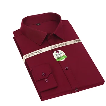 Aoliwen značky pánske tričko 2020 mužov kvalitné dlho puzdre tričko bežné farbou slim pánsku formálnu košeľu bambusové vlákno tričko