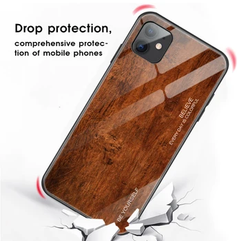Luxusné Tvrdené Sklo puzdro Pre iPhone 11 Pro Max XS XR X 7 8 8Plus 6 6S Plus póry Dreva Kryt Shockproof Coque Fundas