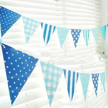 Modrá Girlandy Zástavky Bunting Banner Svadobné/Vianočný deň/deti Strán Vlajky Baby Sprcha Dekorácie Dodávky