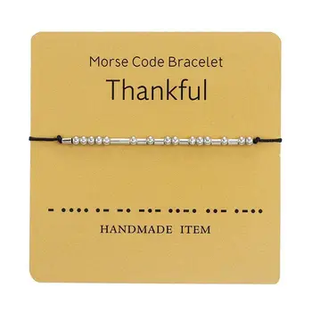 Nastaviteľné Morseova abeceda Náramok Ženy Muži Tvorivé Nehrdzavejúcej Ocele, Ručné Pletené Lano Pár Náramok Čiernej Šperky G5A1