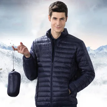 Pánske Vatovaný Kabát Zimný Ľahký Nadol Bunda Outwear Puffer Coats