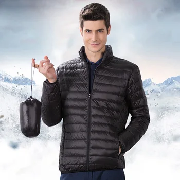 Pánske Vatovaný Kabát Zimný Ľahký Nadol Bunda Outwear Puffer Coats