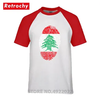 Najnovší Krátky Rukáv, Bavlna Libanon Vlajka Odtlačkov Prstov Človeka T-Shirt Lete Lumbálna Muži Košele Lacné Predaj Mestských Tričko Značky