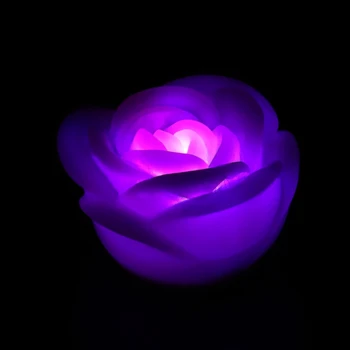 7 Farebná Romantická Meniace LED Plávajúce Ruže Kvet Sviečka Nočné Svetlo