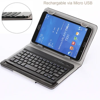JKTYPUAK Univerzálny Tablet Notebook Vymeniteľné Bezdrôtové Bluetooth Keyboard Folio PU Kožené Stojan, puzdro pre 8 palcový HP Pro 408