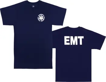 Nové Módne pánske, Krátky Rukáv, Námornícka Modrá EMT Záchranár Obojstranná tlač T-Shirt Zábavné Bežné Tee Košele, Topy