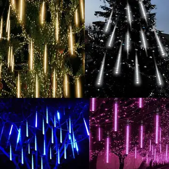 8PCS 50 CM LED meteorický dážď Svetelné Girlandy Dovolenku Svetlá Nepremokavé Vianočné Víla, Svetlá Ulica Výzdoba, Vianočné Dekorácie EÚ