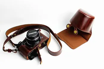Deluxe Edition Retro Vintage PU Kožené Fotoaparát Prípade Taška Pre Olympus pen-f 14-42mm objektív S Dnom Batérie Otvorenie