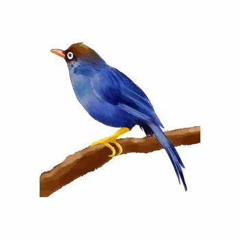 YOJA 23.5X22.5 CM Modrý Vták Stál Na konári Zábavné Samolepky na Stenu Spálne Domova Wc Odtlačkový T5-0754