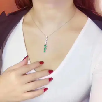 Atraktívne prírodné emerald drahokam kľúčnu kosť náhrdelník pre ženy, skutočné 925 silver zelená perla strieborné šperky dievča narodeninám