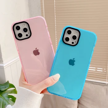Modrá Ružové Transparentné Mäkké Silikónové Jelly Telefón puzdro pre iPhone 12 Mini 11 Pro 7 8 Plus X Xs Max XR Se 2020 Dual Farba Kryt, Taška