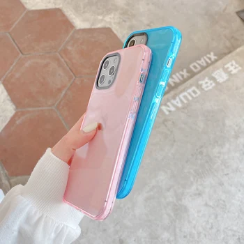 Modrá Ružové Transparentné Mäkké Silikónové Jelly Telefón puzdro pre iPhone 12 Mini 11 Pro 7 8 Plus X Xs Max XR Se 2020 Dual Farba Kryt, Taška
