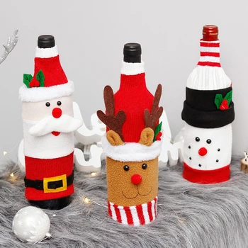 2021 šťastné a Veselé Vianoce, Výzdoba pre Domáce Elk Velvet Fľaša Vína Kryt Santa Claus Fľaša šampanského Kryt Xms Stole, Dekor Noel