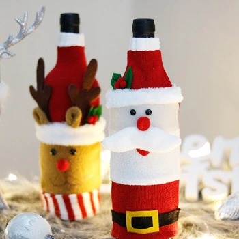 2021 šťastné a Veselé Vianoce, Výzdoba pre Domáce Elk Velvet Fľaša Vína Kryt Santa Claus Fľaša šampanského Kryt Xms Stole, Dekor Noel