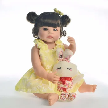 DollMai 55 cm Full Silikónové Telo Reborn Baby Doll Hračka Ako Skutočné 22 inch Novorodenca Dievča Princezná bebes reborn Bábiky Hračky Dieťa Darček