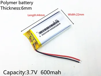 3.7 V, 600mAh 602244 Lithium Polymer Li-Po li ion Nabíjateľnú Batériu buniek Pre Mp3 MP4 MP5 GPS