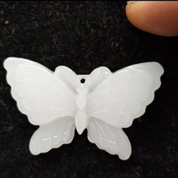 5*3 cm Prírodná Biela Jade Motýľ Náhrdelník Prívesok Stĺpec Vintage Crystal Zvierat Náhrdelník Ženy Šperky Valentín Dary