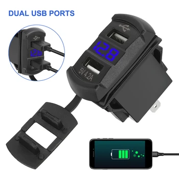 5V 4.2 Duálne Porty USB Nabíjačka Telefónu Univerzálny Auto Adaptér Digitálny Displej Nabíjačka do Auta Prachotesný pre Auto RV Obytné Karavany